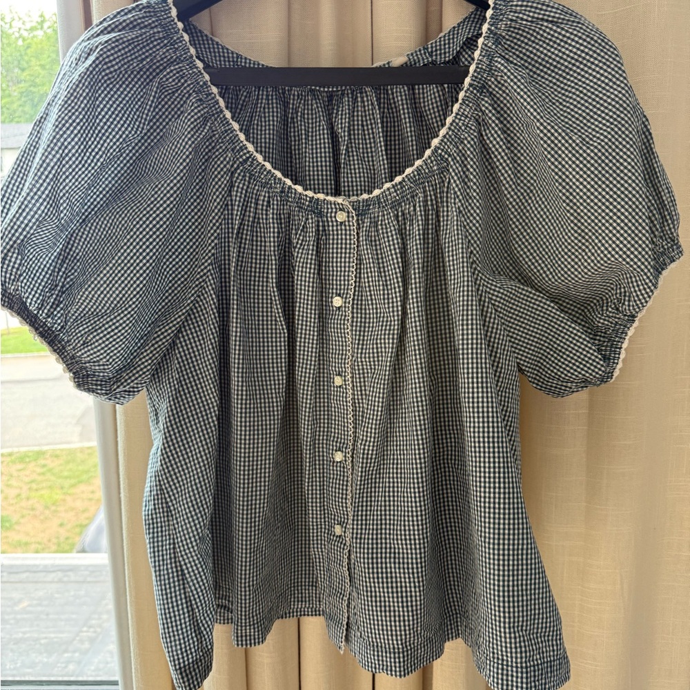 Doen blue Gingham Women's Top